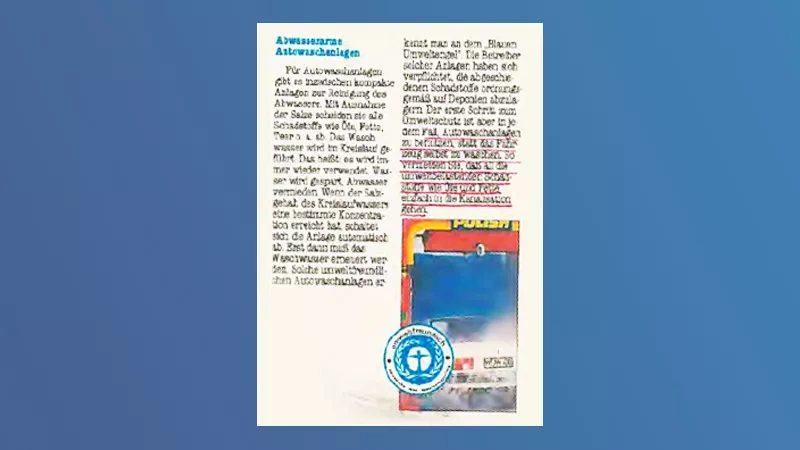 Zertifikat von 1983 für Autowaschanlagen